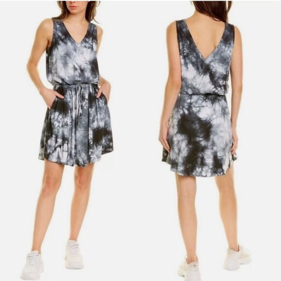Sweaty Betty Take It Easy Tie Dye Black Dress Size S Sleeveless V Neck Pockets - Picture 4 of 14